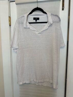 Banana Republic White Short-Sleeve Polo Shirt